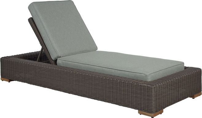 Patmos Brown Outdoor Chaise with Moss Cushions