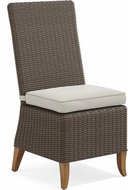 Patmos Brown Outdoor Side Chair with Linen Cushion