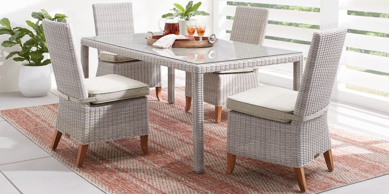 Patmos Gray 5 Pc Outdoor Dining Set with Linen Cushions