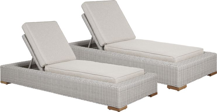 Patmos Gray Outdoor Chaise with Linen Cushions, Set of 2