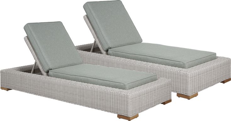 Patmos Gray Outdoor Chaise with Moss Cushions, Set of 2