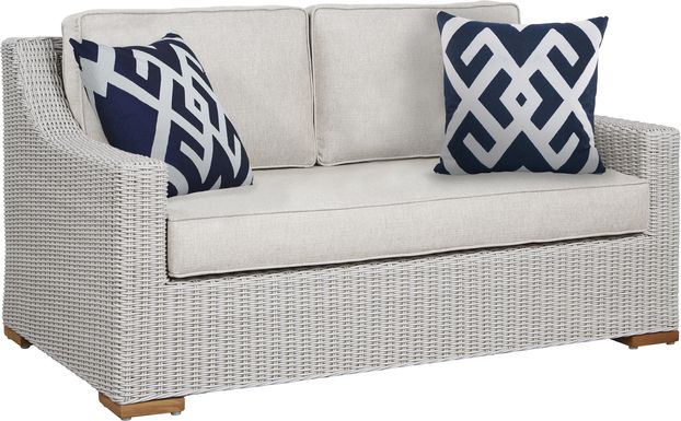 Patmos Gray Outdoor Loveseat with Linen Cushions