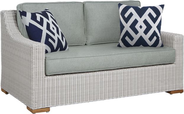 Patmos Gray Outdoor Loveseat with Moss Cushions