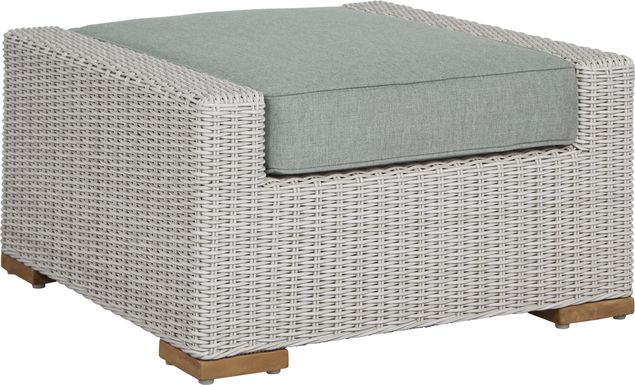 Patmos Gray Outdoor Ottoman with Moss Cushion