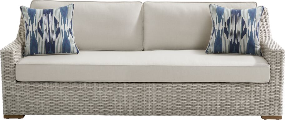 Patmos Gray Outdoor Sofa with Linen Cushions