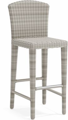 Patmos Gray Wicker Outdoor Barstool