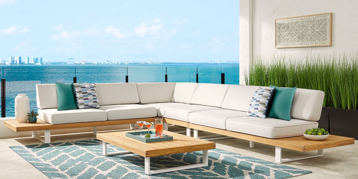 Outdoor sectional best sale white cushions