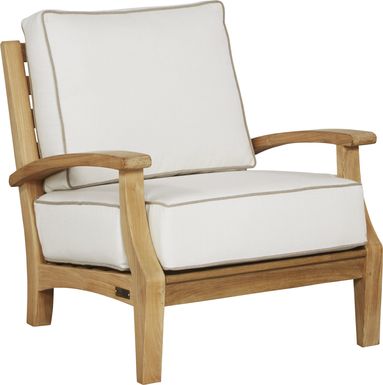 Pleasant Bay Teak Outdoor Chair with White Sand Cushions