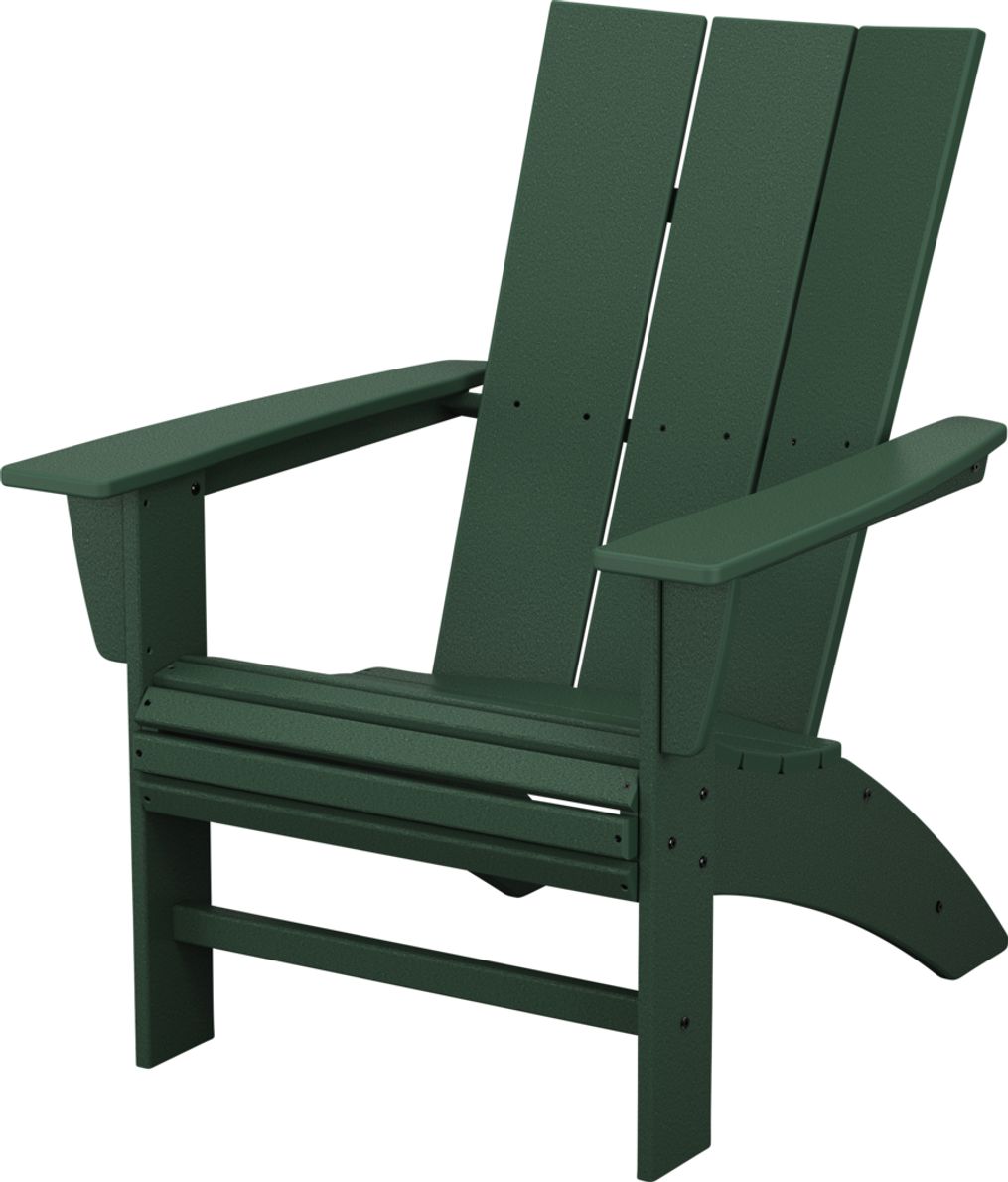 POLYWOOD Modern Green Outdoor Curveback Adirondack Chair Rooms To Go