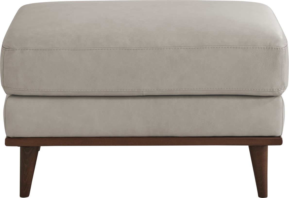 Light gray leather deals ottoman