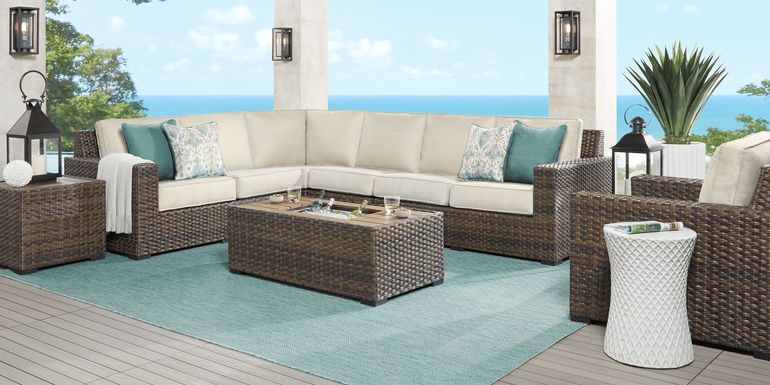 Rialto Brown 4 Pc Outdoor Sectional with Putty Cushions