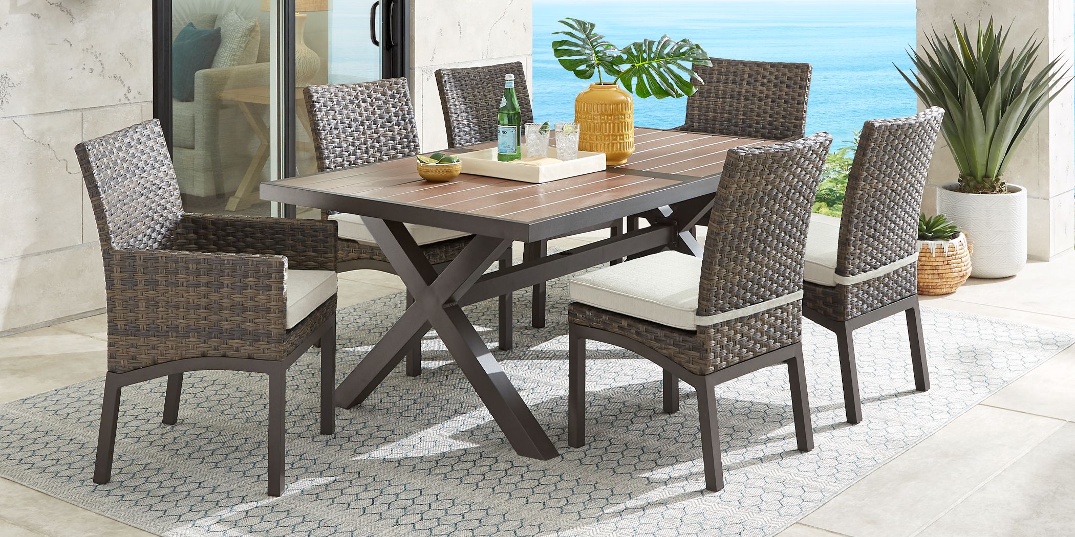 7 piece outdoor best sale dining set with cushions