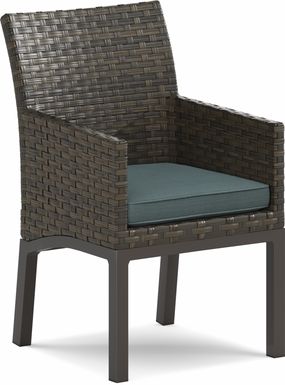 Rialto Brown Outdoor Arm Chair with Aqua Cushion