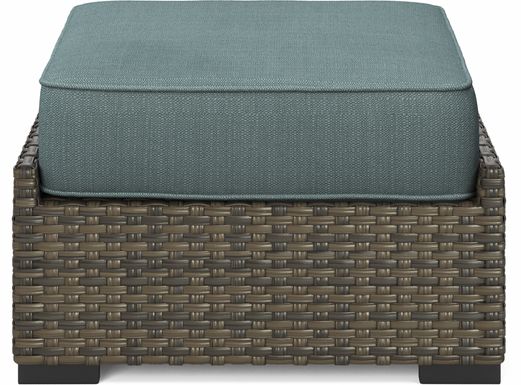 Rialto Brown Outdoor Ottoman with Aqua Cushion