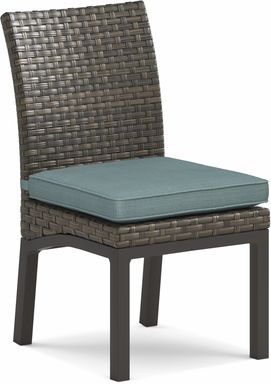 Rialto Brown Outdoor Side Chair with Aqua Cushion