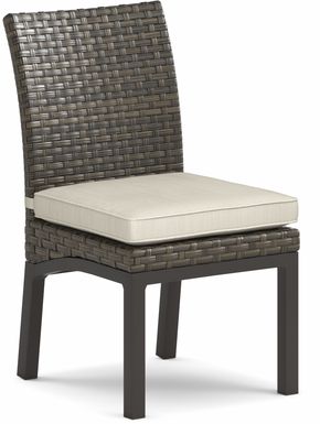 Rialto Brown Outdoor Side Chair with Putty Cushion