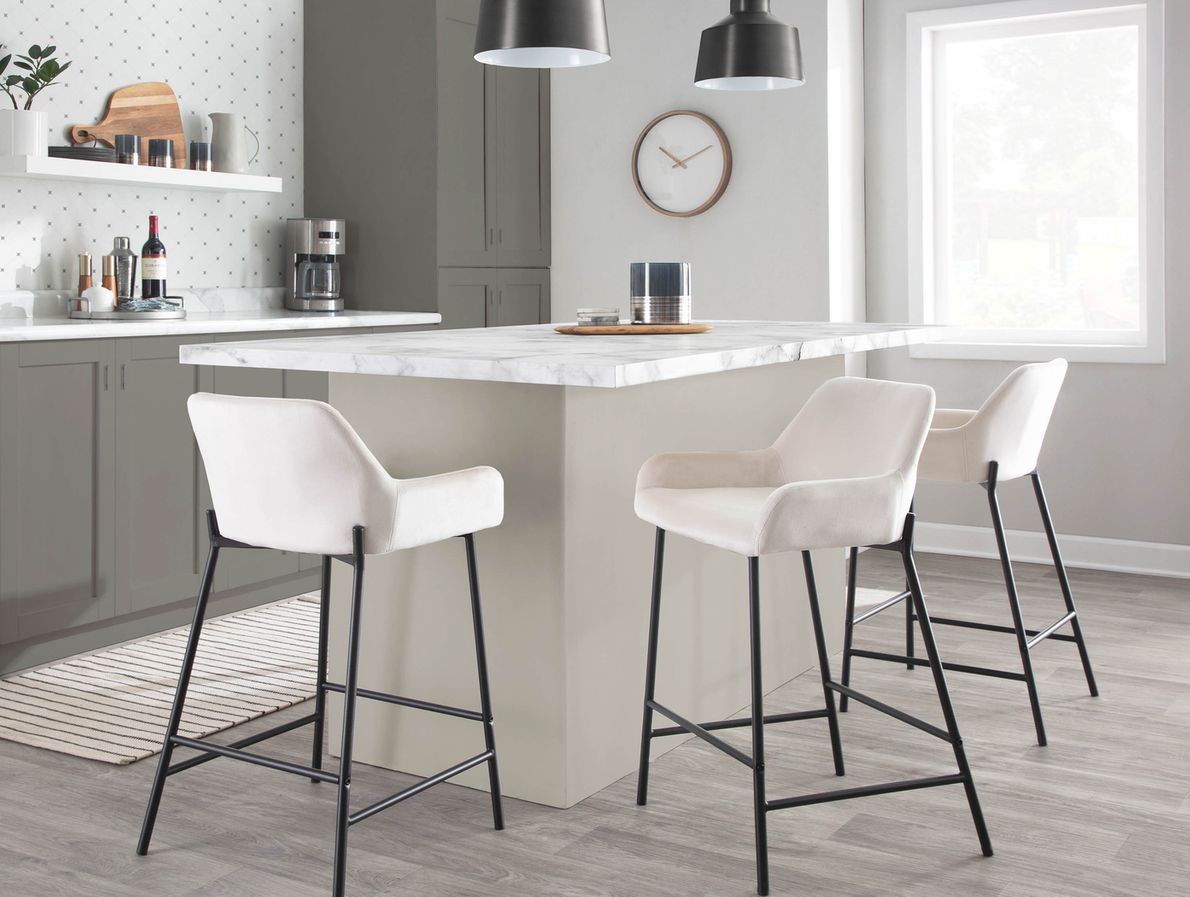 White velvet bar online stools