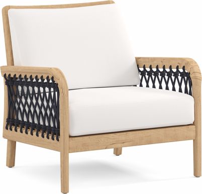 Riva Blonde Outdoor Club Chair with White Cushions