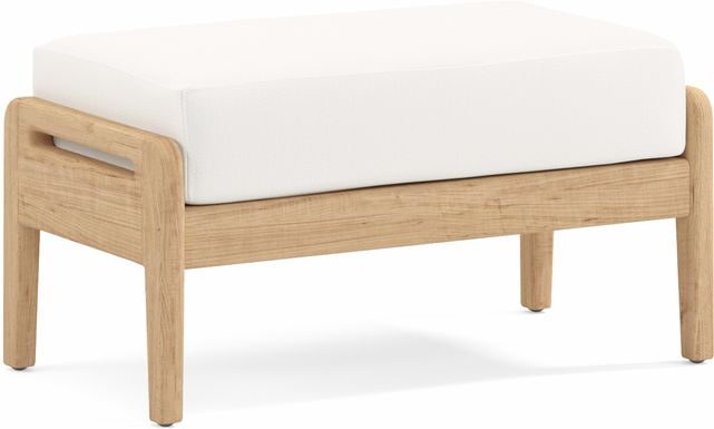 Riva Blonde Outdoor Ottoman with White Cushion