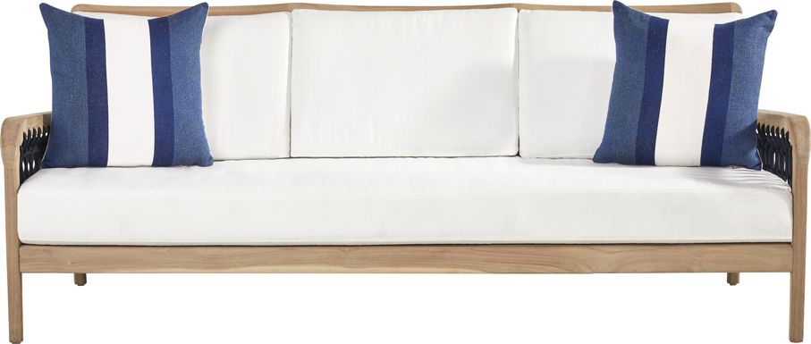 Riva Blonde Outdoor Sofa with White Cushions