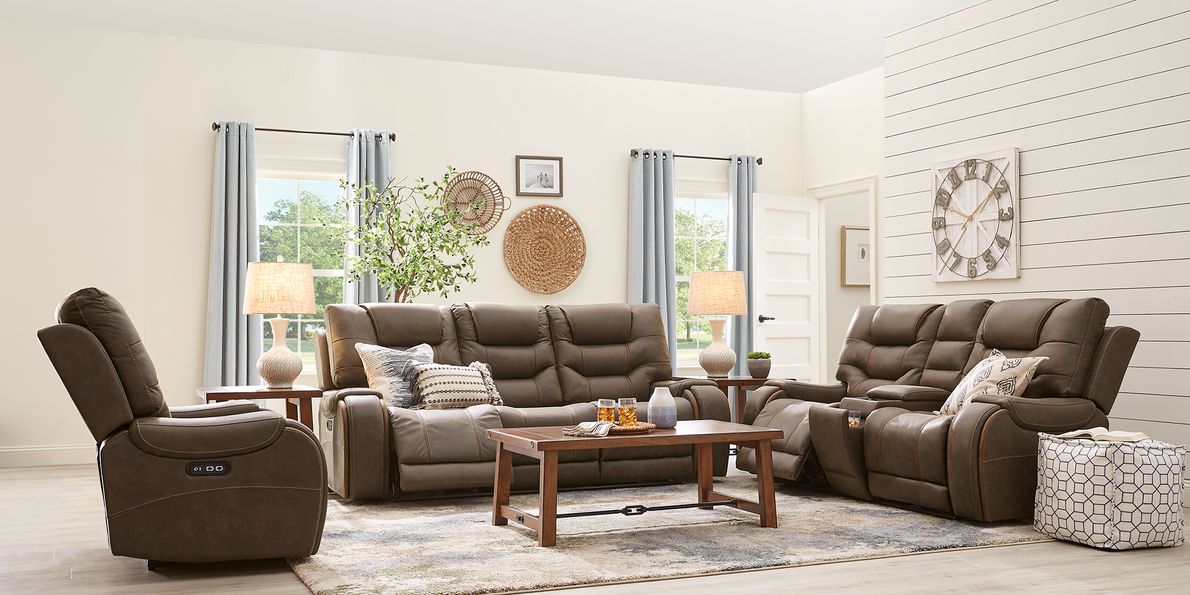 River Landing Brown 5 Pc Dual Power Reclining Living Room Rooms