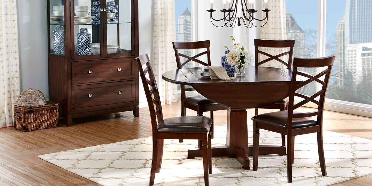 Riverdale 5 Pc Dark Cherry Wood Dining Room Set With Dining Table,  Upholstered Back Side Chair - Rooms To Go