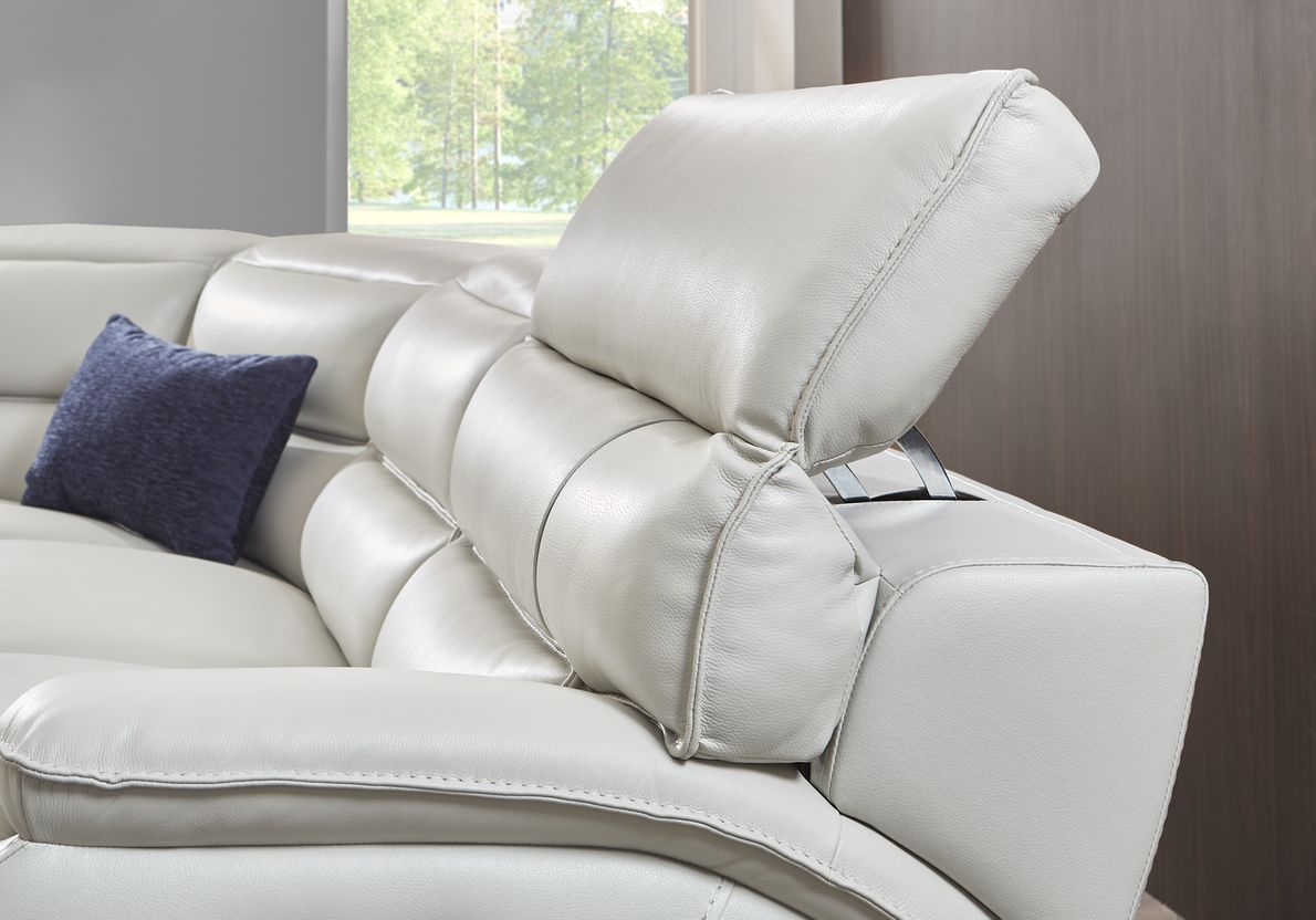 Light gray leather reclining sectional sale