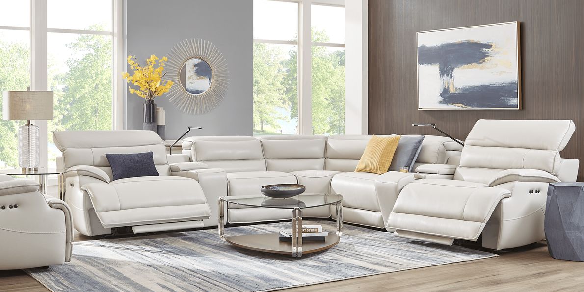 Gray leather deals power reclining sectional