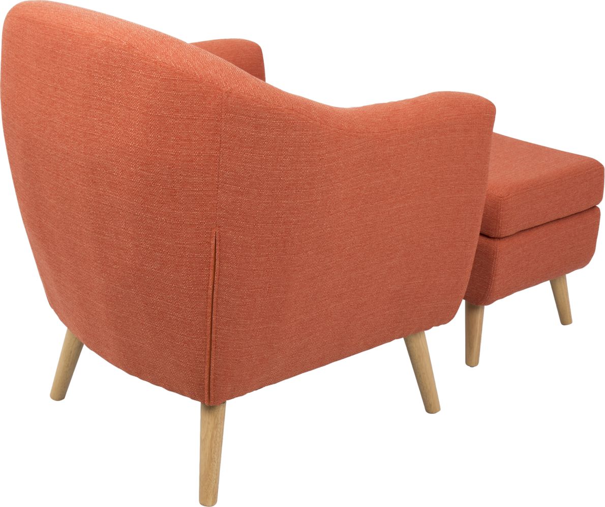 Orange accent chair online with ottoman