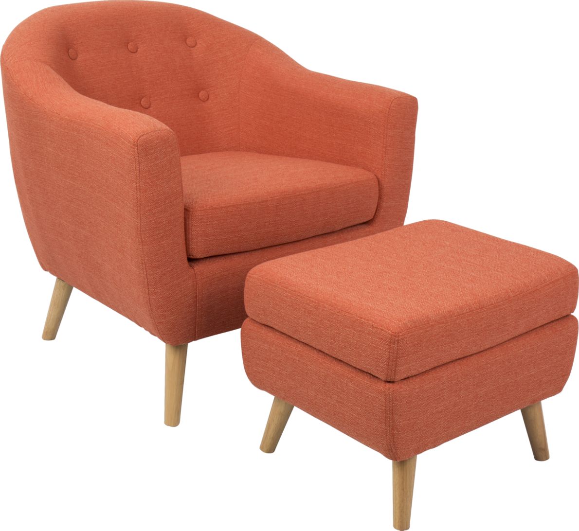 Orange chair and discount ottoman