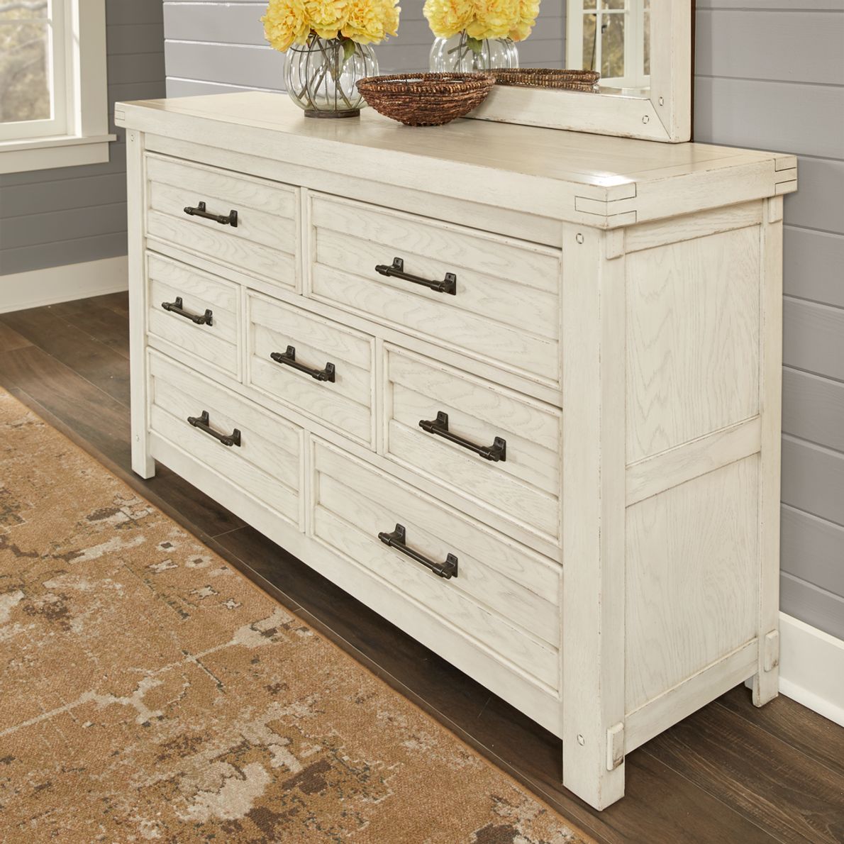 Rustic deals white dresser