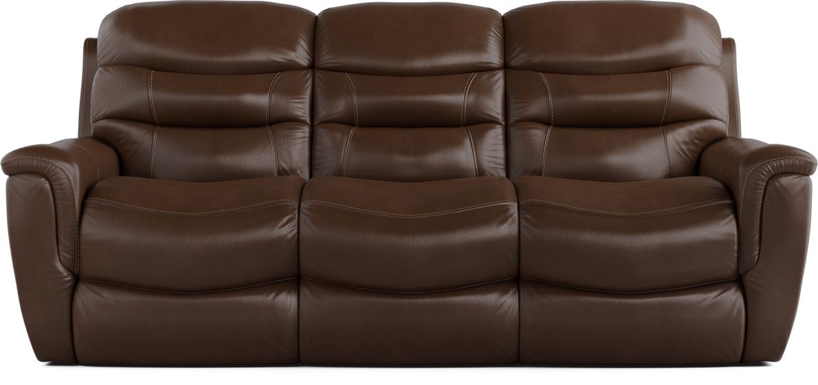 Sabella Walnut Leather Power Reclining Sofa Rooms To Go