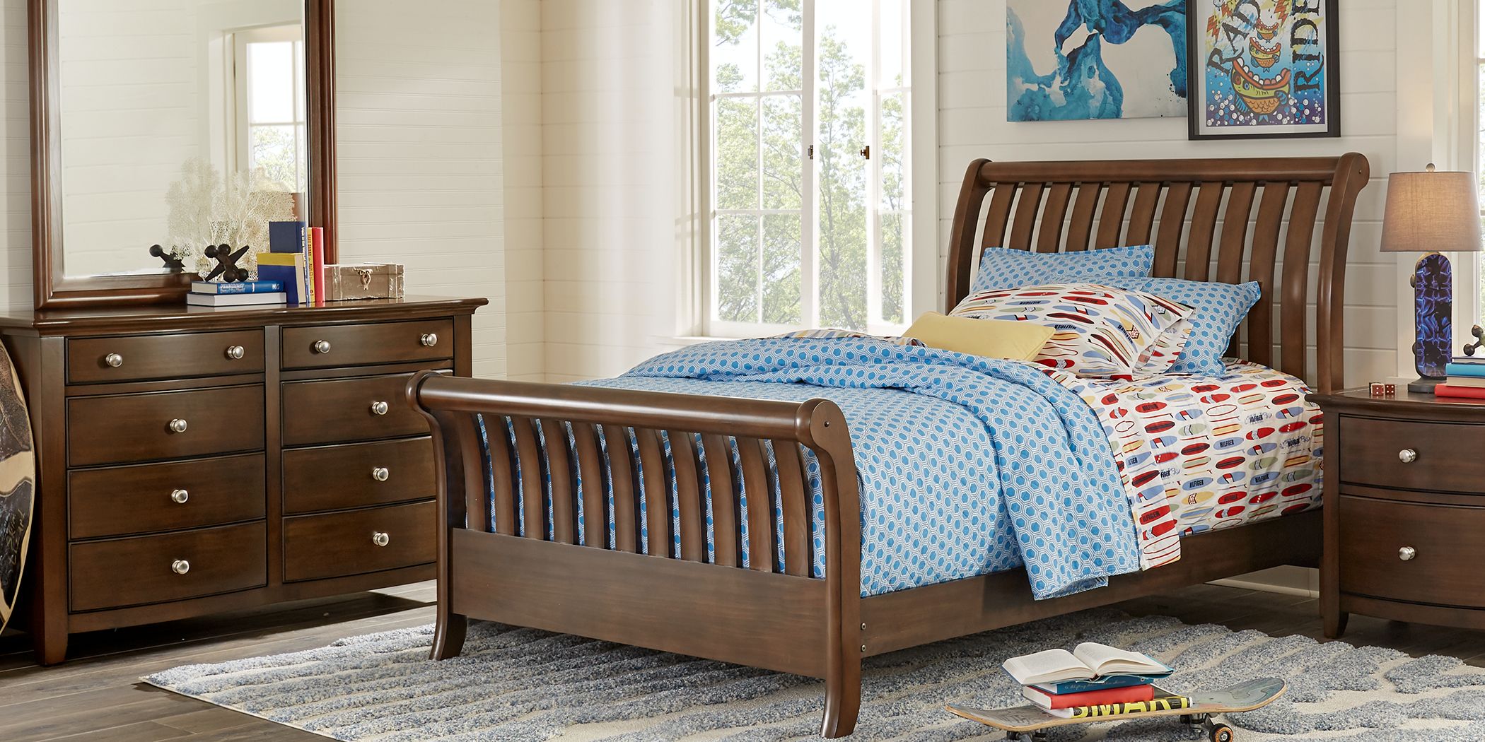 Twin sleigh deals bed with drawers