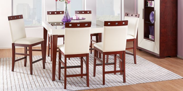 Savona Ivory 5 Pc Counter Height Dining Room with Wood Top Stools