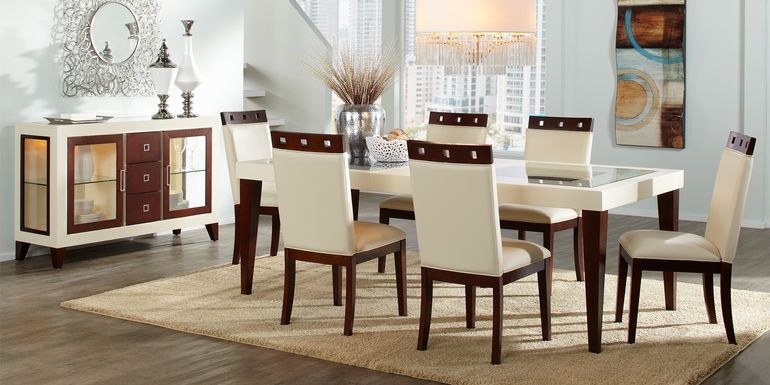 Savona Ivory 5 Pc Rectangle Dining Room with Wood Top Chairs