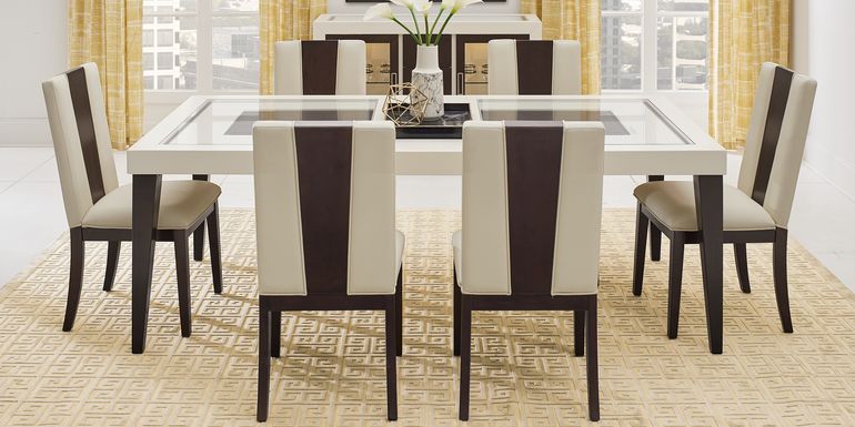 Savona Ivory 7 Pc Rectangle Dining Room with Wood Back Chairs