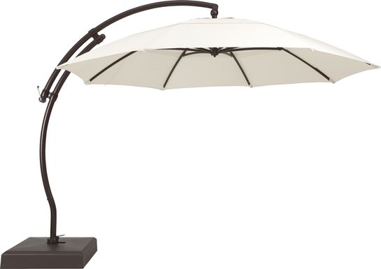 La Mesa Cove 13' Natural Outdoor Curve Cantilever Umbrella with Base and Stand