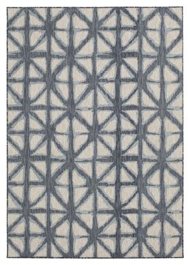 Shibori Stripes Dark Blue 5' x 7'3 Indoor Outdoor/Rug