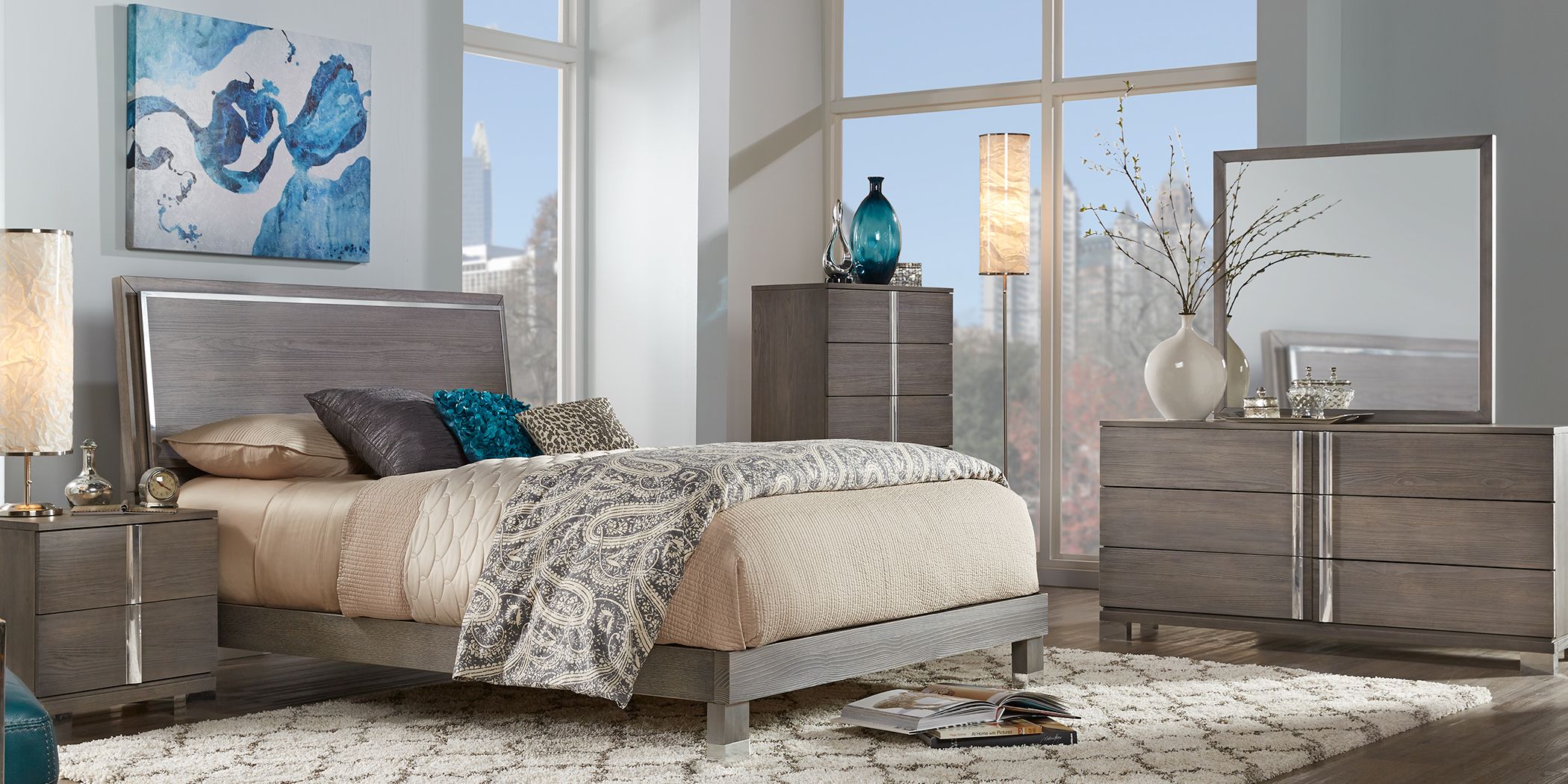 Siena Gray 5 Pc Queen Platform Bedroom