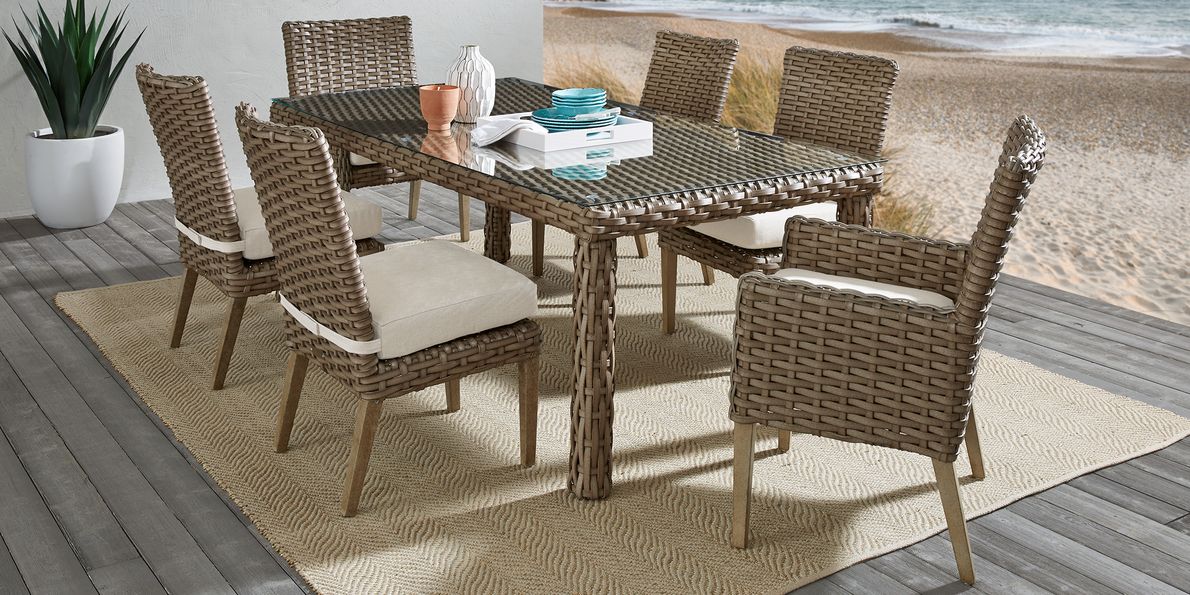 Siesta Key Driftwood 5 Pc 72 in. Rectangle Outdoor Dining Set with