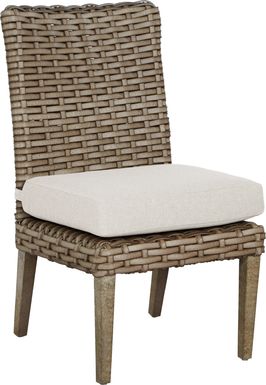 Siesta Key Driftwood Outdoor Side Chair with Linen Cushion