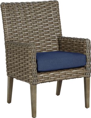 Siesta Key Driftwood Outdoor Arm Chair with Indigo Cushion
