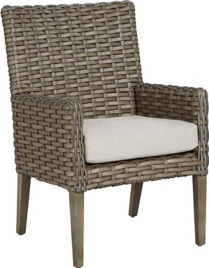 Siesta Key Driftwood Outdoor Arm Chair with Linen Cushion