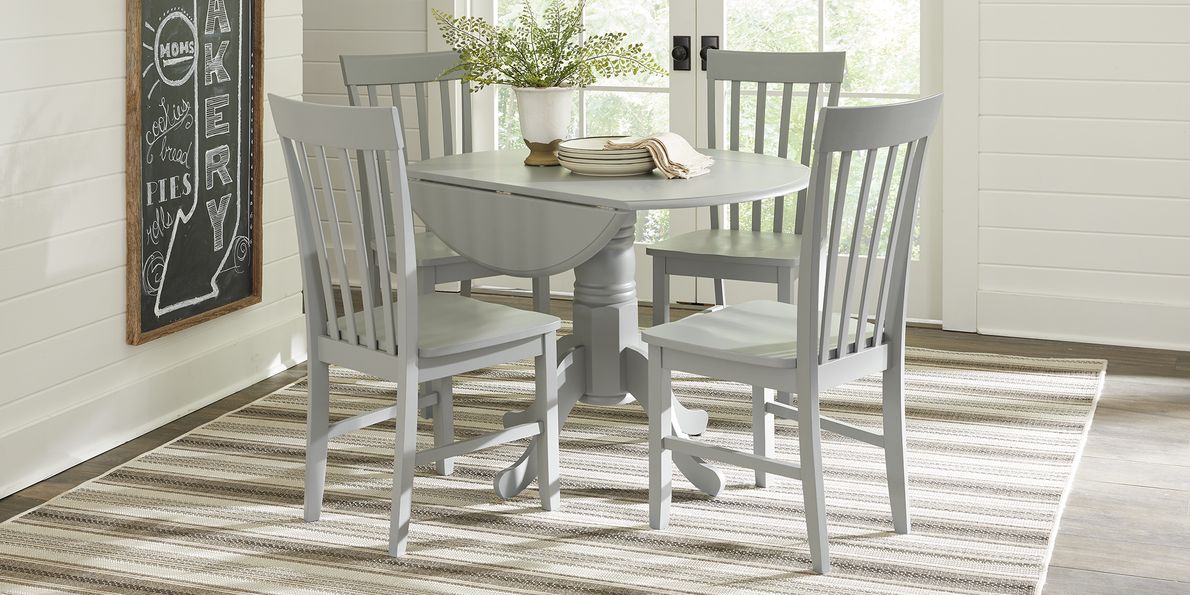 Gray 5 piece round deals dining set