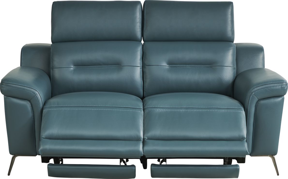 Teal shop leather loveseat