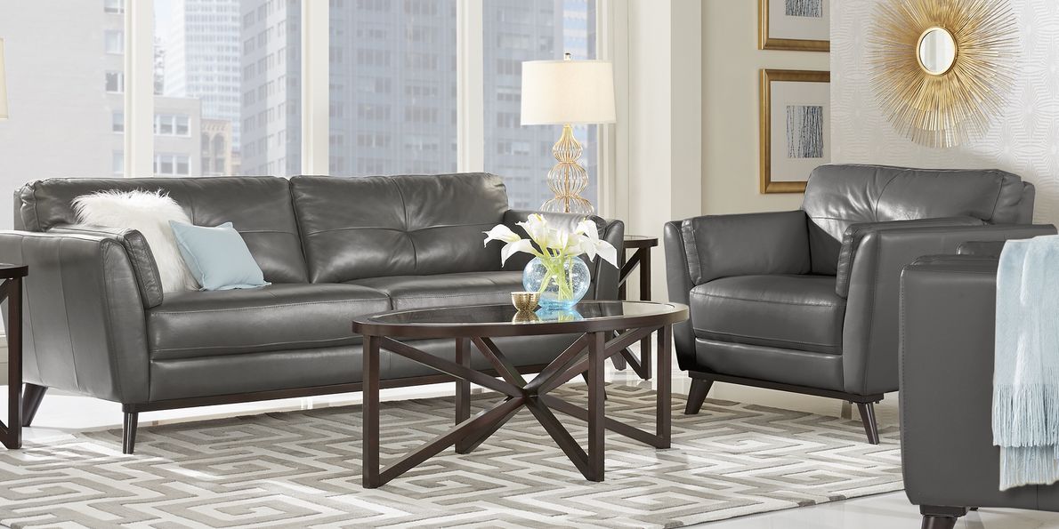 Sofia Vergara Gabriele Gray 5 Pc Leather Living Room