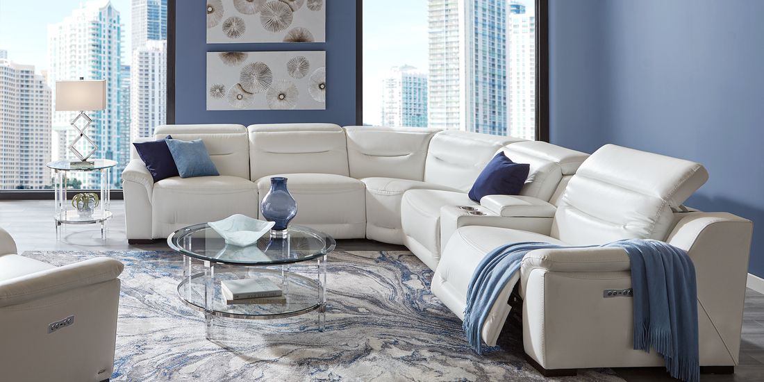 Sofia Vergara Gallia Way White Leather, White Leather Living Room Sectional