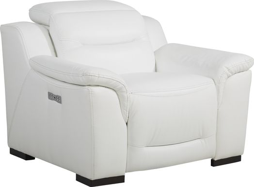 Gallia Way White Leather Dual Power Recliner