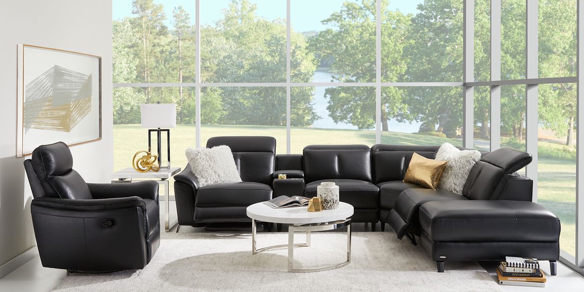 Black power reclining discount sectional