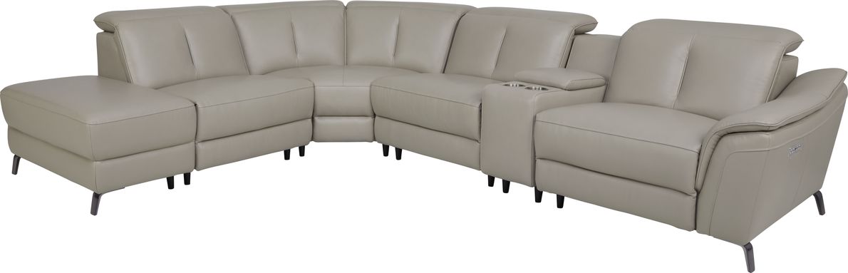 Sofia Vergara Naples Light Gray Leather 6 Pc Dual Power Reclining